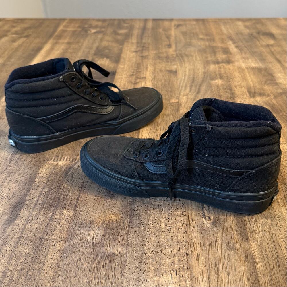 Vans Sk-8 Hi Ankle Sneaker Shoe Lace Up Skater Casual Black Youth Kids Size 2.5 - Picture 6 of 9